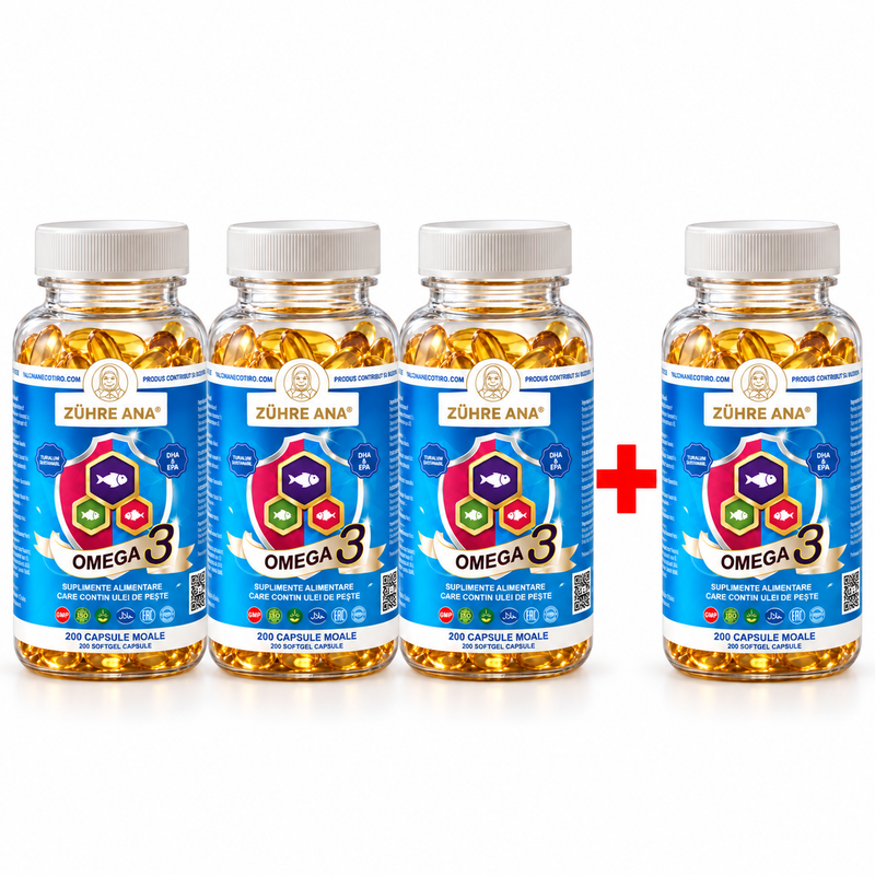 Zühre Ana Omega 3 Ulei de Pește 1300 mg – 200 Capsule Masticabile