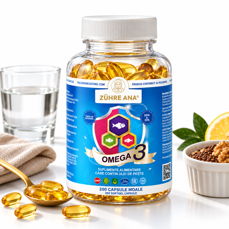 Zühre Ana Omega 3 Ulei de Pește 1300 mg – 200 Capsule Masticabile