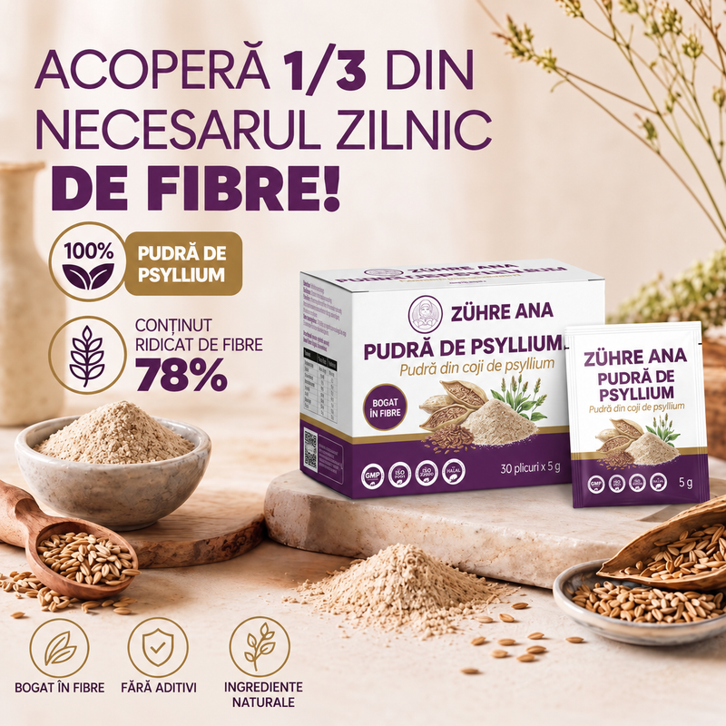 Zühre Ana Pudră de Psyllium – 30 plicuri × 5 g