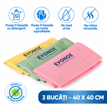 Evonox Set de 3 lavete din microfibră 42x68