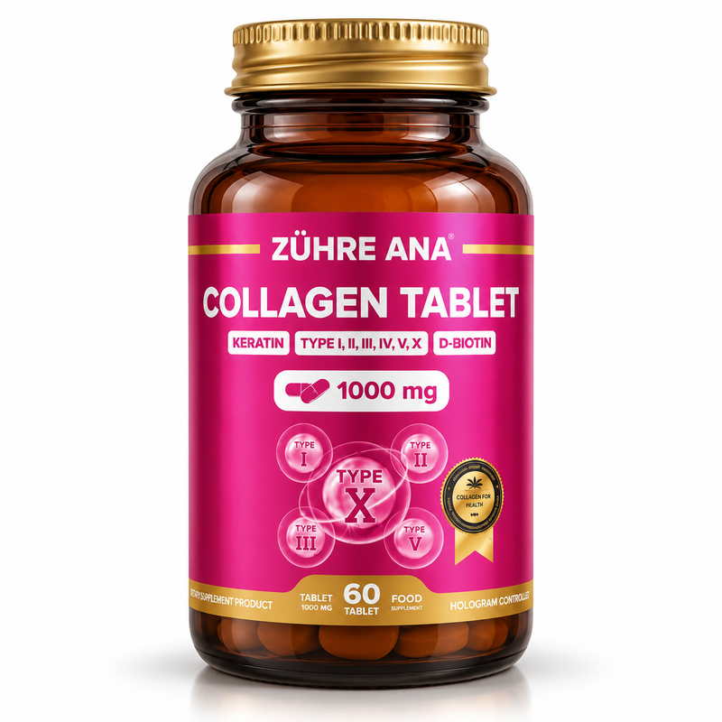Zühre Ana Comprimate de Colagen cu 5 Tipuri de Colagen, Keratină și Biotină -- 60 Tablete