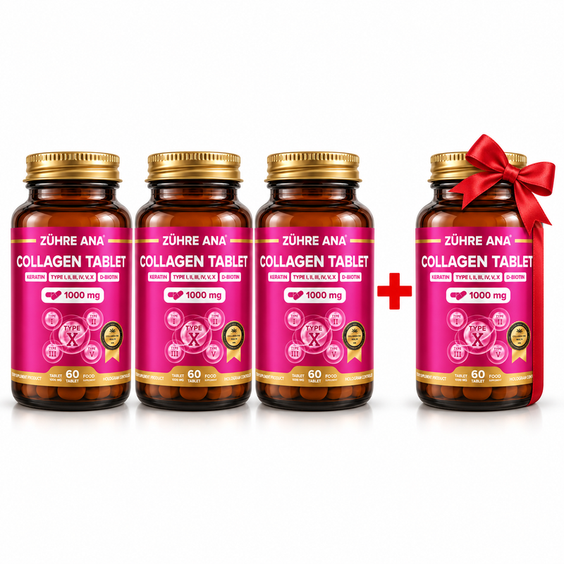 Zühre Ana Comprimate de Colagen cu 5 Tipuri de Colagen, Keratină și Biotină -- 60 Tablete