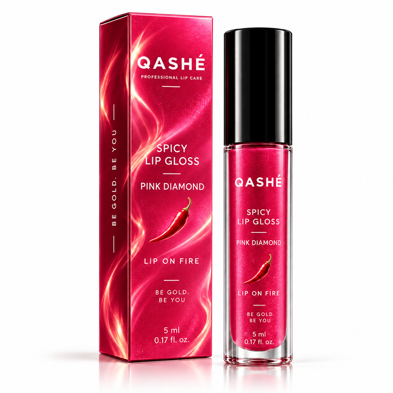 QASHÉ Spicy Lip Gloss – Pink Diamond - Volumul 1 - 5 ml