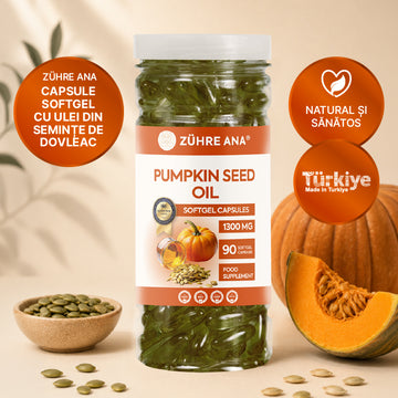 Capsule Softgel cu Ulei din Semințe de Dovleac 90 Capsule 1300 Mg