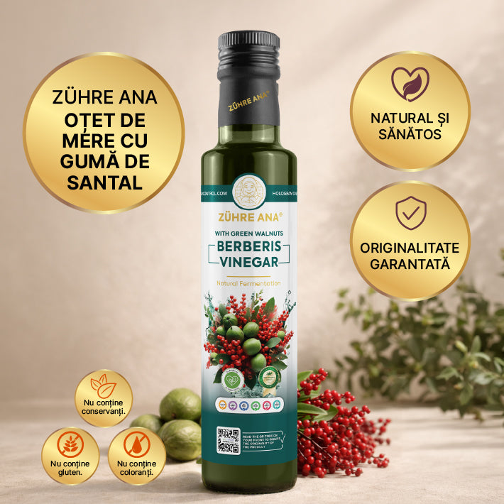 Zuhre Ana Oțet cu Berberină și Nuc Verde – Fermentație Naturală 500 ml