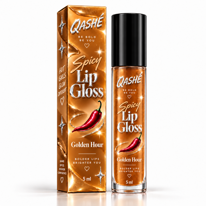QASHÉ Spicy Lip Gloss – Golden Hour - Volumul 2 - 5 ml