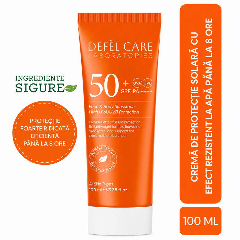 Defel Care Cremă de Corp Protecție Solară SPF 50 – 100 ml