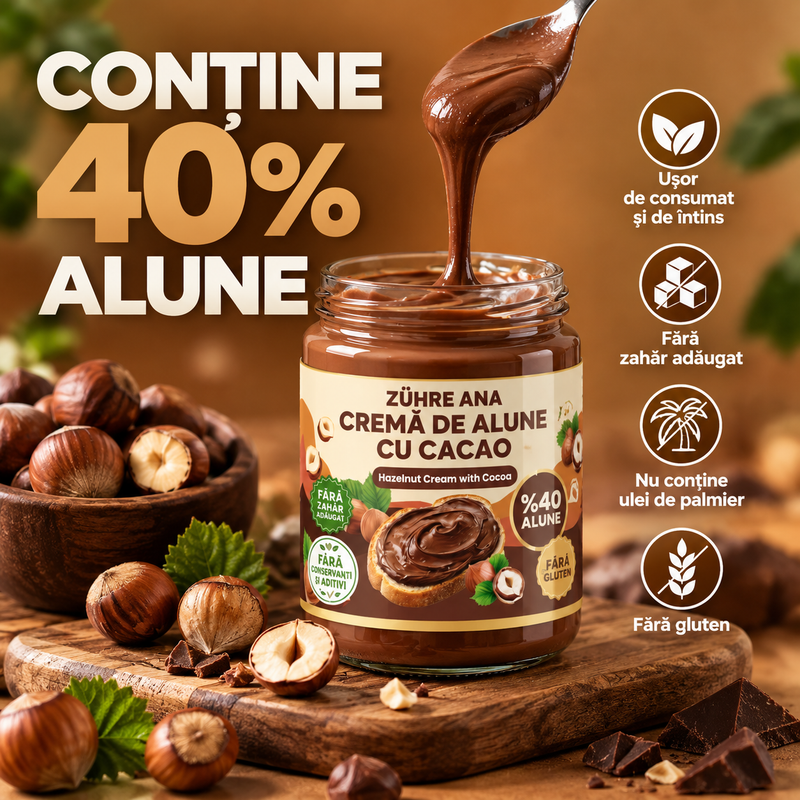 Zühre Ana Cremă de Alune cu Cacao Fără Aditivi – 315 g