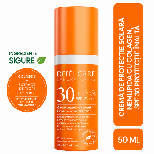 Defel Care Cremă Facială Protecție Solară SPF 30 – 50 ml
