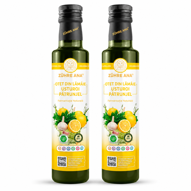 Zühre Ana Oțet de Lămâie Usturoi și Pătrunjel Fermentație Naturală – 500 ml
