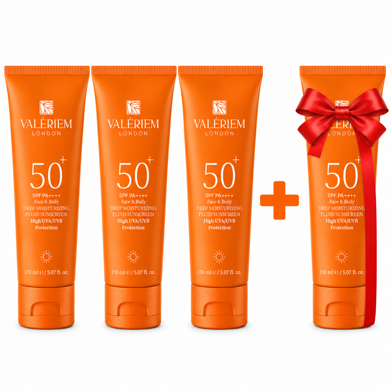 Valeriem London Cremă de protecție solară SPF 50 pentru față și corp – Hidratantă, cu protecție UVA/UVB – 150 ml
