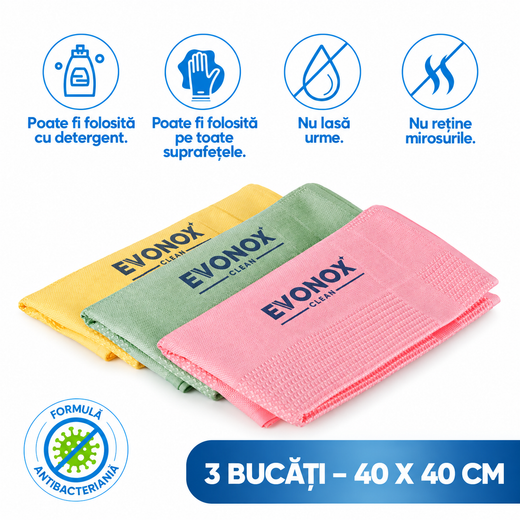 Evonox Set de 3 lavete din microfibră 42x68