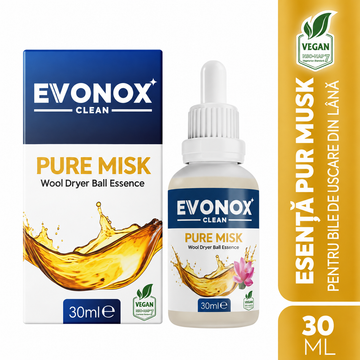 Evonox Clean Esență pentru Bile de Uscare din Lână Pure Musk – 30 ml