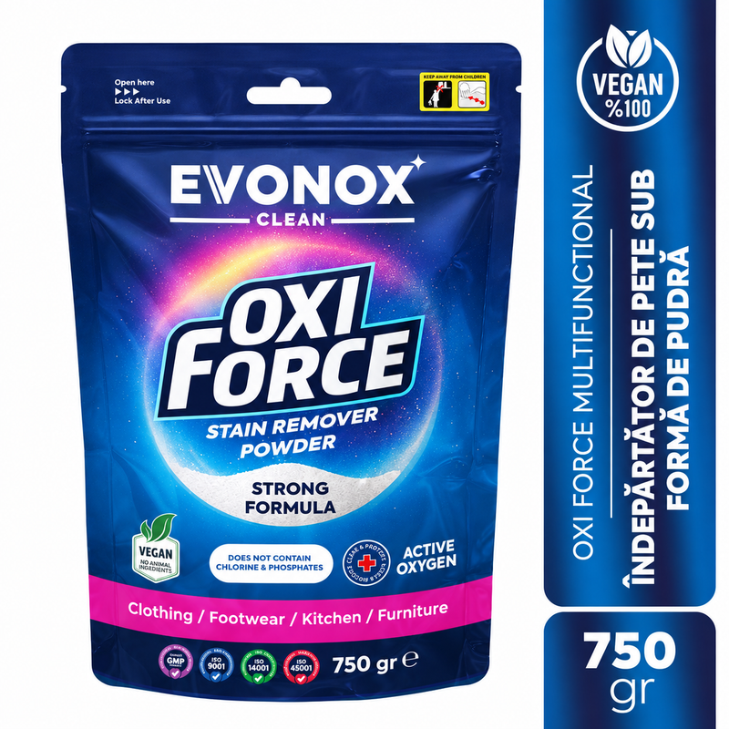 Evonox Clean Oxi Force Pudră pentru îndepărtarea petelor – 750 g