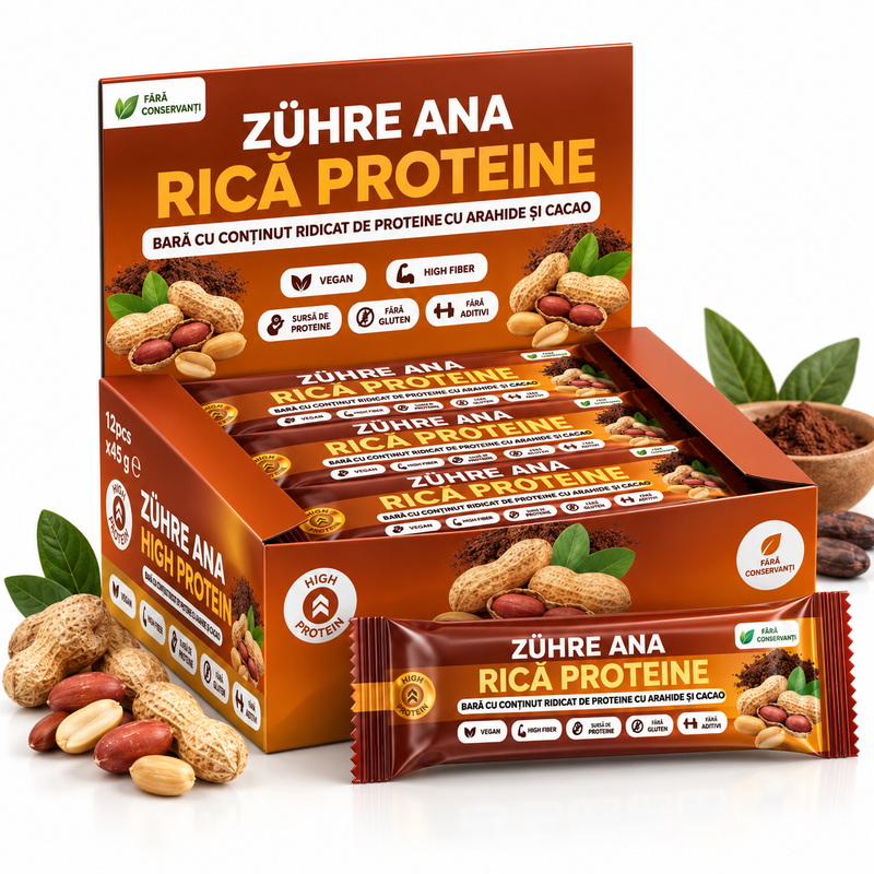 Zühre Ana Bară Proteică cu Arahide și Cacao – 40 g × 12 bucăți
