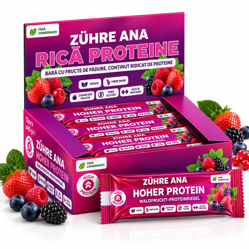 Zühre Ana Bară Proteică cu Fructe de Pădure – 40 g × 12 bucăți
