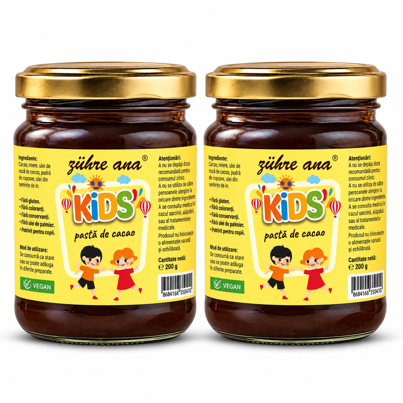 Zühre Ana Kids – Pastă de Cacao pentru Copii, cu Vitamina C, Zinc și Calciu – Fără conservanți – 240 g