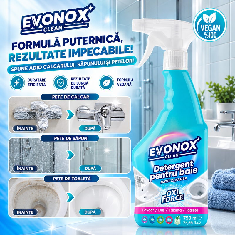 EVONOX OXI FORCE Soluție pentru Curățarea Băii – 750 ml