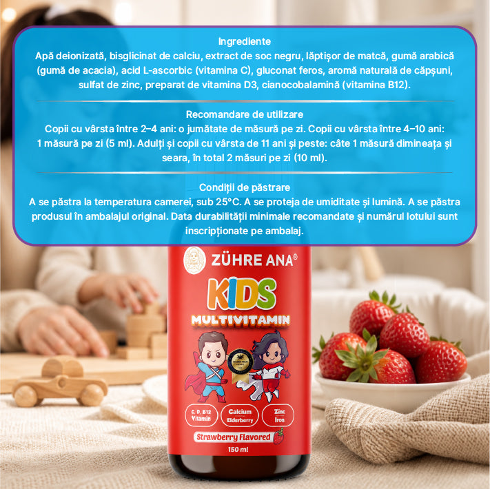 Sirop Multivitaminic pentru Copii cu Aromă de Căpșuni 150 ml — imagine 2