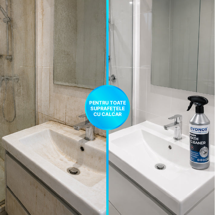 Evonox Clean Soluție de curățare și îndepărtare a calcarului pentru baie ultra-puternică, spray cu aromă de ocean, 750 ml — imagine 3