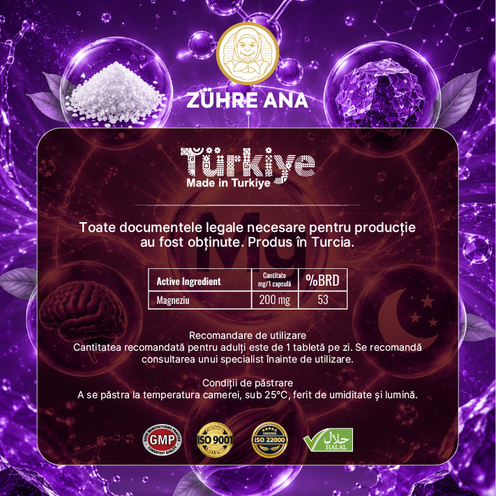 Zuhre Ana Magneziu Bisglicinat, Taurat, Malat 60 Tablete — imagine 3