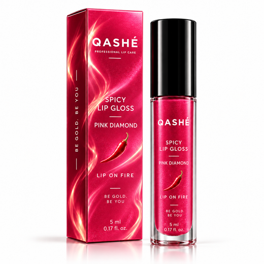 QASHÉ Spicy Lip Gloss – Pink Diamond - Volumul 1 - 5 ml