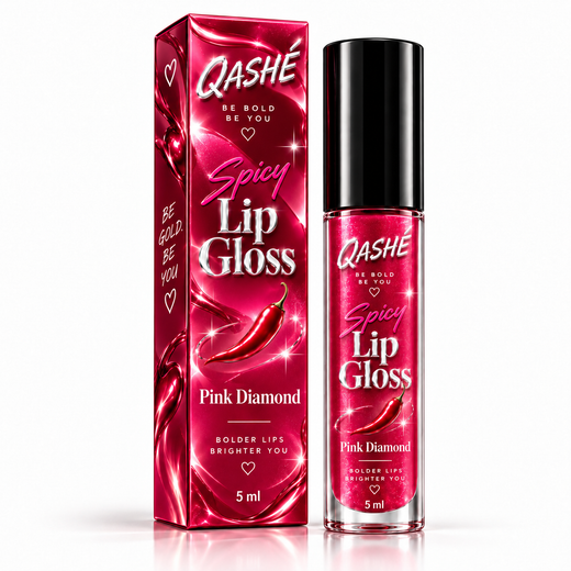 QASHÉ Spicy Lip Gloss – Pink Diamond - Volumul 2 - 5 ml