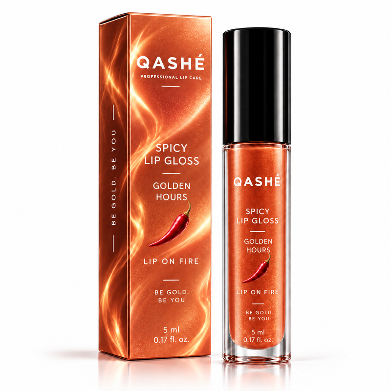 QASHÉ Spicy Lip Gloss – Golden Hour - Volumul 1 - 5 ml