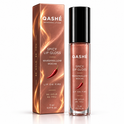 QASHÉ Spicy Lip Gloss – Marshmallow Mocha - Volumul 1 - 5 ml