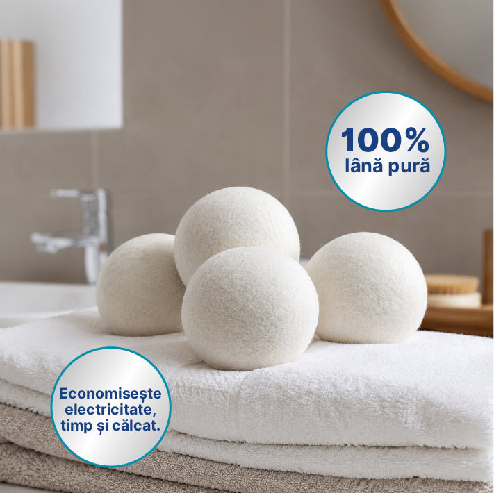Set de 3 bile de uscare din pâslă de lână Evonox Clean pentru rufe + parfum cadou de 30 ml - natural și ecologic — imagine 3