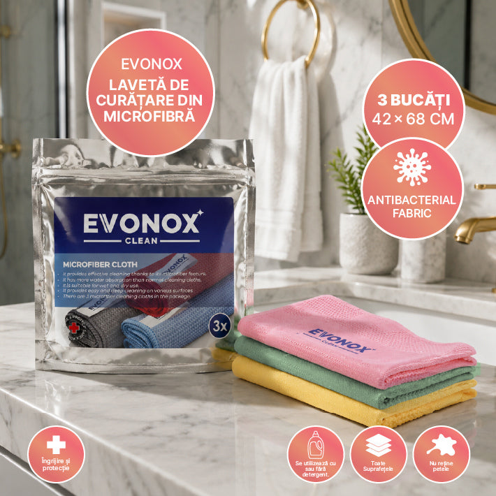 Evonox Set de 3 lavete din microfibră 42x68